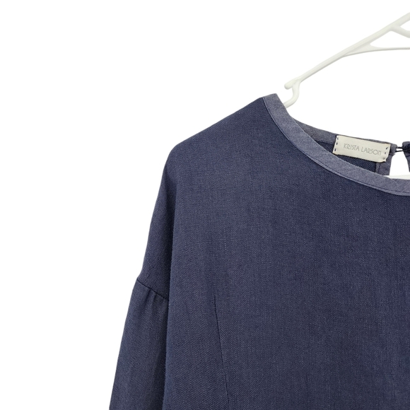 Krista Larson Women's Vintage 100% Linen Applique Blouse and Skirt Set - OS - Picture 3 of 12